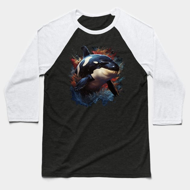 Patriotic Orca Baseball T-Shirt by JH Mart